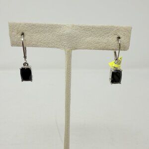 Shop‎ LC Thai Black Spinel Cushion Lever Back Earrings in Sterling Silver 5064